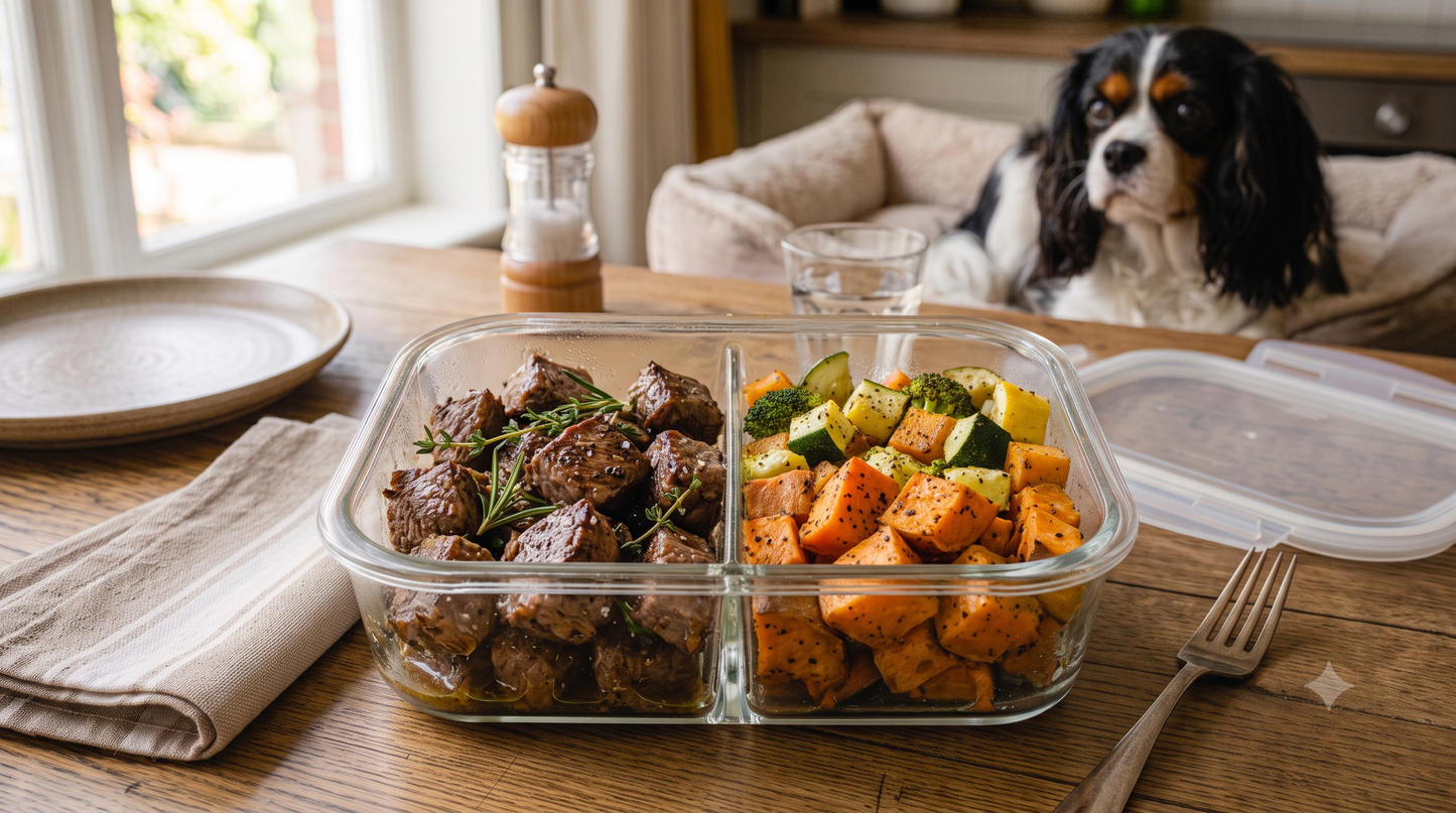 Pan seared Beef with Sweet Potatoes Carrots Zucchini 500g Freshly made (Dog Food)