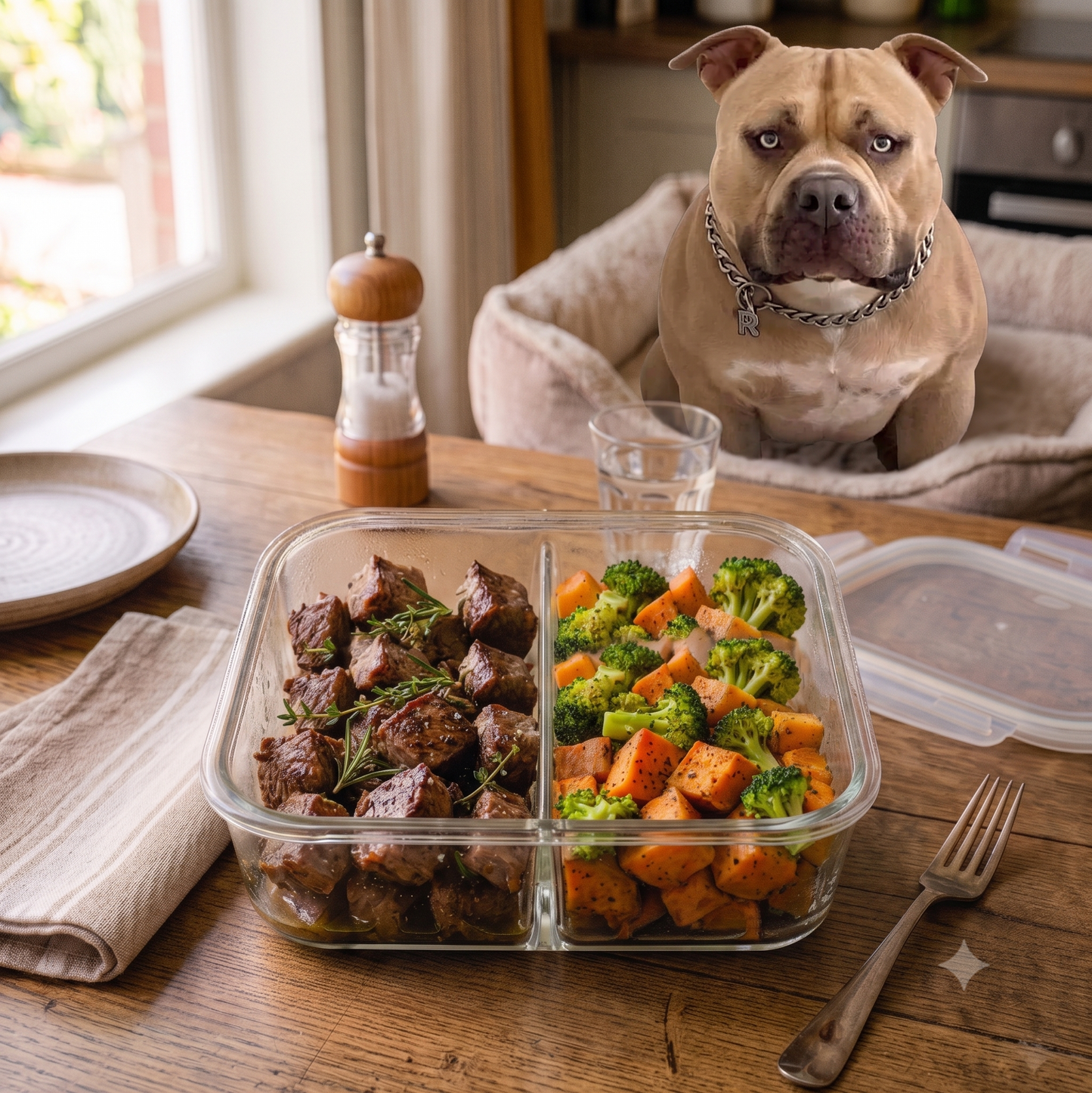 Pan seared Beef with Sweet Potatoes Carrots  Broccoli  500g Freshly made (Dog Food)